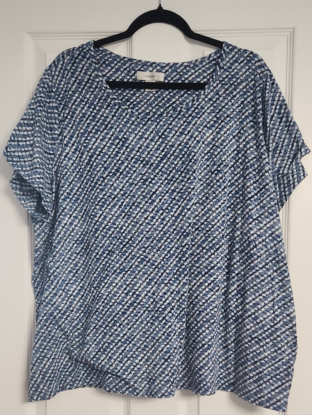 CJ Banks Blue Patterned Short Sleeve Tee
